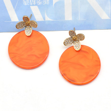 2021 Spring été Trendy Bright Orange Color acrylique et Druzy Stud Earge